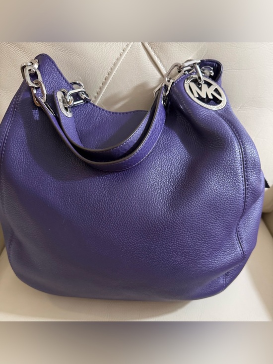Michael Kors Handbags - Michael Kors Purple Leather Shoulder Bag with Silver Hardware
